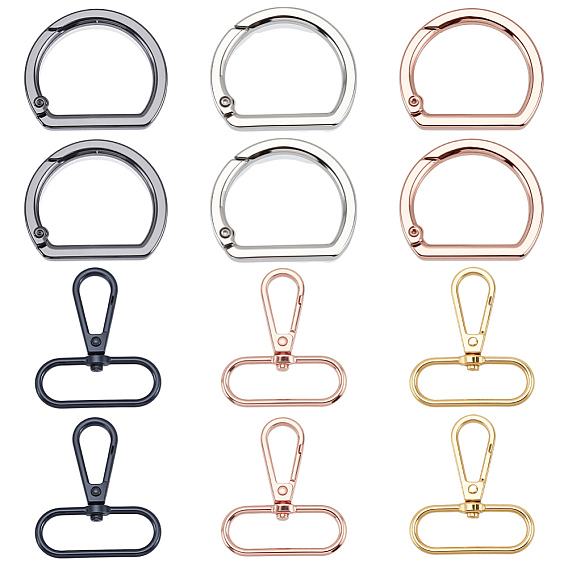 Наборы для самостоятельного изготовления, в том числе 6шт. 3 цвета D-образные кольца для пружинных затворов из сплава, 6 шт 3 цвета поворотные застежки из сплава
