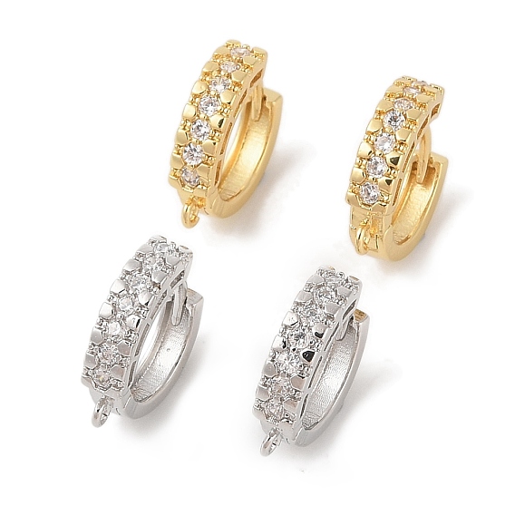 Латунь с кубическим цирконием серьги-кольца фурнитура, без свинца и без кадмия, реальный 18 k позолоченный