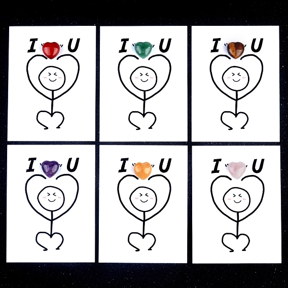 Украшения в виде сердец из натуральных и синтетических драгоценных камней, с бумажными карточками, фигурка для украшения дома, энергетический камень рейки для исцеления