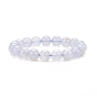 Natural Blue Chalcedony Round Beaded Stretch Bracelet for Women