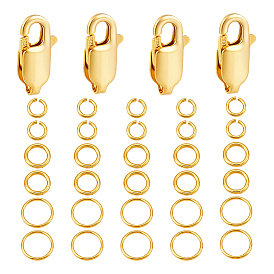 30 шт. 3 стили 925 открытые кольца для прыжков из стерлингового серебра, пропил пилой закругленный, с 4шт. застежками-карабинами из стерлингового серебра