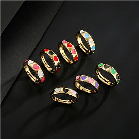 Fashionable Mixed Oil Love Heart Opening Ring for Women