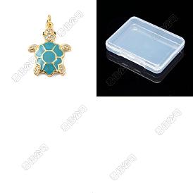 5 pcs rack placage en laiton micro pave pendentifs en zircone cubique, avec émail et anneau de saut, sans cadmium et sans plomb, plaqué longue durée, réel 18 k plaqué or, charme de tortue de mer