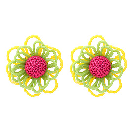 Chic Acrylic Floral Beaded Statement Earrings with Sweet Design and Elegant Style