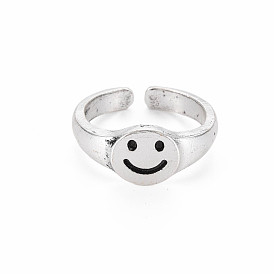 Men's Alloy Cuff Finger Rings, Open Rings, Cadmium Free & Lead Free, Smiling Face