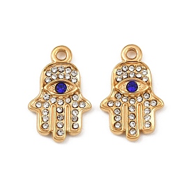 304 подвески из нержавеющей стали, рука хамса с оберегами от сглаза, со стразами, реальный 18 k позолоченный, вакуумное покрытие pvd