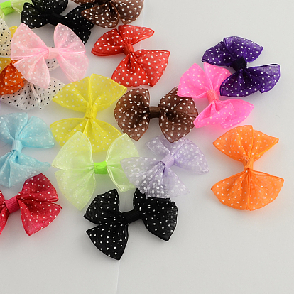 Handarbeit gewebt Ornament Accessoires, Punkt gedruckt Organza bowknot, 44x50x7 mm, ca. 200 Stk. / Beutel