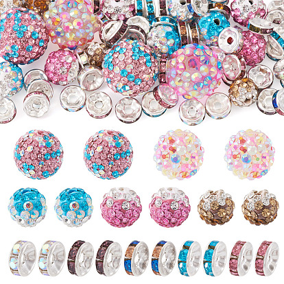 66шт. 5 стили, полимерная глина, стразы, бусины, с латунной прокладки Rhinestone