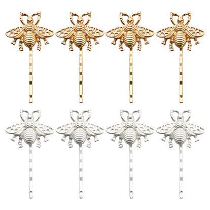 8 шт. 2 цветные заколки-невидимки из железа и сплава, аксессуары для волос для женщин и девочек, Пчелы