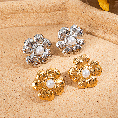 201 серьги из нержавеющей стали, с имитацией жемчуга