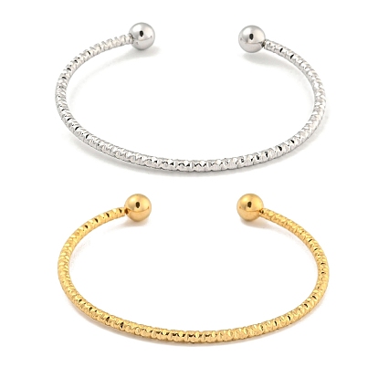 Текстурированные браслеты-манжеты 304 из нержавеющей стали, браслеты с крутящим моментом для женщин