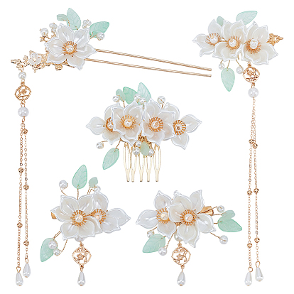 1 Набор заколок для волос из сплава и смолы, цветок