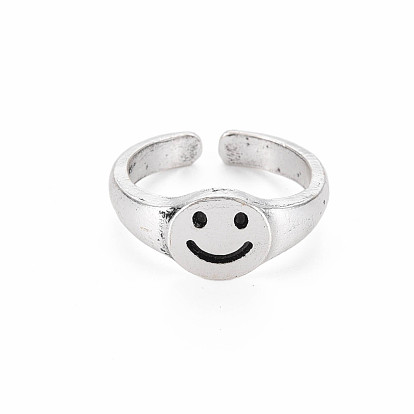 Men's Alloy Cuff Finger Rings, Open Rings, Cadmium Free & Lead Free, Smiling Face