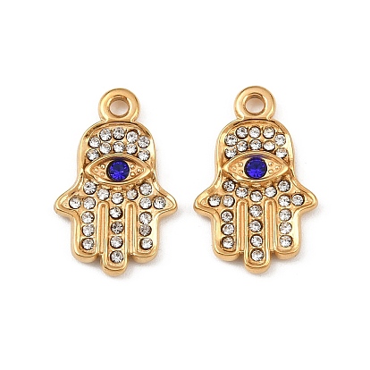 304 подвески из нержавеющей стали, рука хамса с оберегами от сглаза, со стразами, реальный 18 k позолоченный, вакуумное покрытие pvd