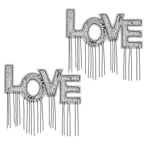 2шт. Стразы со словом «любовь», отделка стразами из смолы, пришивание ленты со стразами, аксессуары для костюма, с железной кисточкой