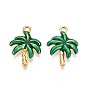 304 подвески из нержавеющей стали, с эмалью, очарование кокосовой пальмы, реальный 18 k позолоченный, ионное покрытие (ip)
