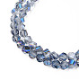 Electroplate Transparent Glass Beads Strands, Half Plated, Faceted, Nuggets