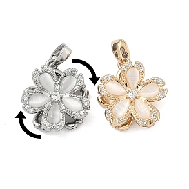 Вращающиеся подвески из латуни с микропаве и кубическим цирконием, с кошачий глаз, долговечный, 