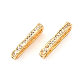 Brass Micro Pave Cubic Zirconia Multi-Strand Links, Rectangle Connector, Spacer Bars