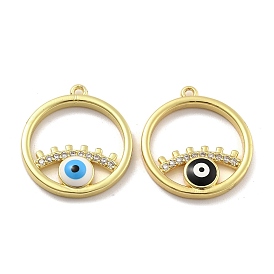 Латунные микро проложить кубического циркония подвески, без кадмия, без никеля и без свинца, с эмалью, плоский круглый с подвесками для глаз