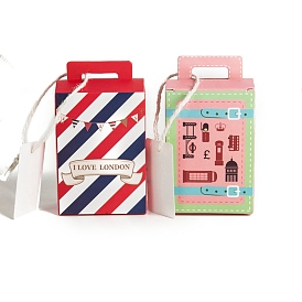 Boîtes à bonbons pliantes en carton, boîte d'emballage de cadeau de mariage, avec une poignée, rectangle