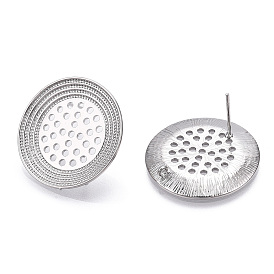 Brass Stud and Ring Earring Finding, Flat Round Sieve Earring Settings