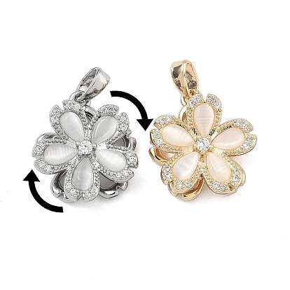 Вращающиеся подвески из латуни с микропаве и кубическим цирконием, с кошачий глаз, долговечный, 