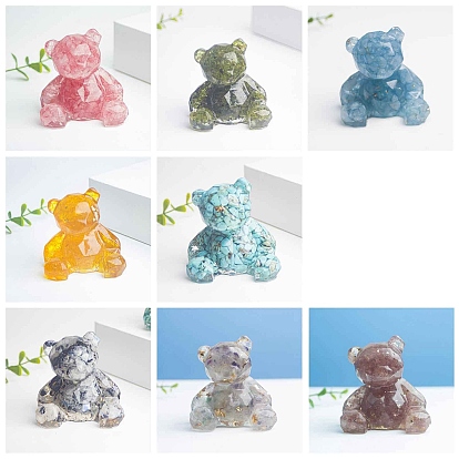 Украшения для выставки товаров из смолы, с чипом драгоценного камня, граненая фигурка медведя, украшение для дома по фэн-шуй