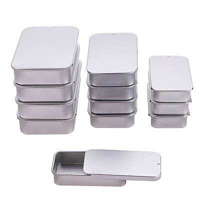 Metal Tinplate Slide Cover Box Set, Jewelry Box, Pill Case, Rectangle