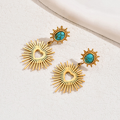 201 из нержавеющей стали болтаться серьги, женские серьги-гвоздики овал и сердце