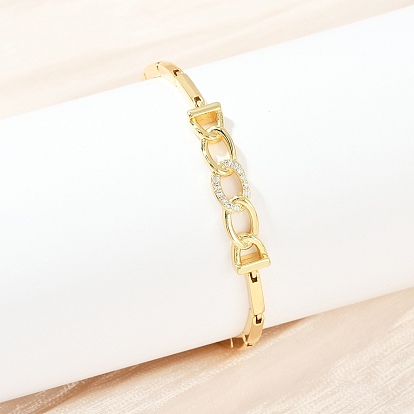 Латунные браслеты с микропаве из прозрачных кубических цирконий для женщин, прямоугольник и сердце, стойки покрытие, долговечный, без свинца и без кадмия