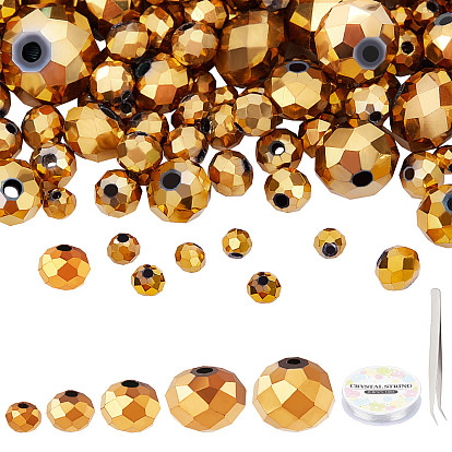 Наборы для изготовления эластичных браслетов своими руками, включая граненые гальванические стеклянные бусины, эластичная кристаллическая нить и 304 пинцет для бусинок из нержавеющей стали