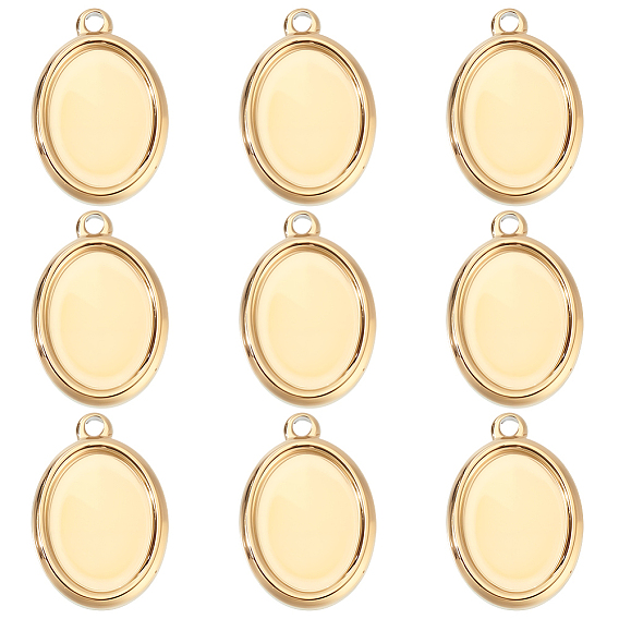 10шт 304 подвеска из нержавеющей стали с кабошоном, ионное покрытие (ip), овальные