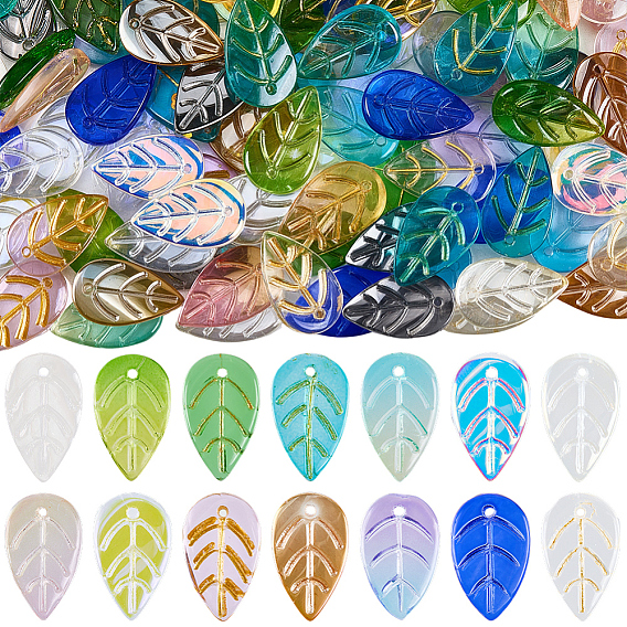 140 шт 14 цвета стеклянные подвески, лист
