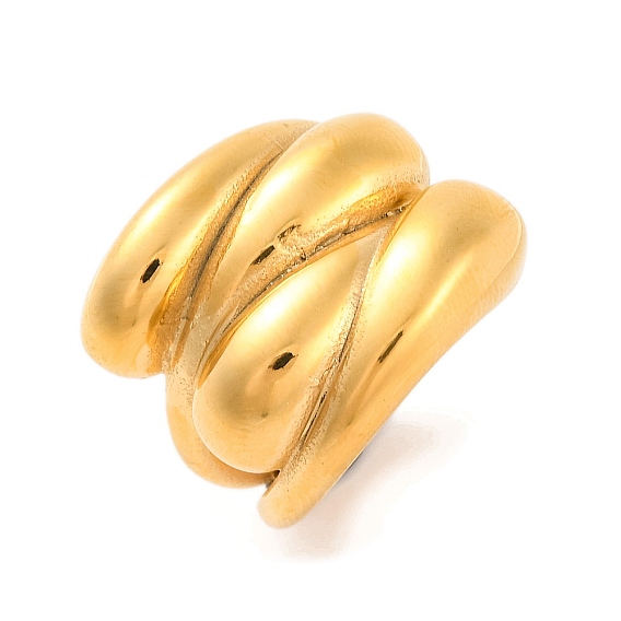 Ионное покрытие (IP) 304 широкие каплевидные кольца из нержавеющей стали для женщин