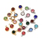 Камень рождения 201 подвески из нержавеющей стали со стразами, плоско-круглые, разноцветные, граненые