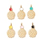 PVD Vacuum Plating 304 Stainless Steel Enamel Pendants, Light Gold, Flat Round