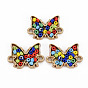 Alloy Enamel Links Connectors, with Glass Seed Beads, Light Gold, Butterfly