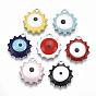 Alloy Pendants, with Enamel, Flower with Evil Eye, Platinum