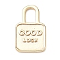 Brass Pendants, Lock with Word Good Luck Charms