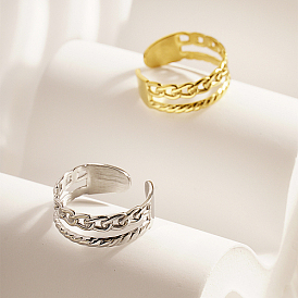 Stainless Steel Hollow Chain Cuff Rings