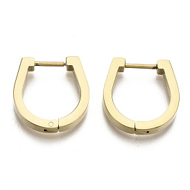 304 Stainless Steel Huggie Hoop Earrings, Oval