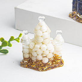 Resin Castle Display Decoration, with Shell Chips inside Statues for Home Office Decorations