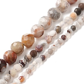 Natural Mexican Agate Beads Strands, Round, Faceted