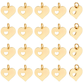 24 шт. 304 подвески из нержавеющей стали, Сердце с сердцем
