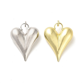 Rack Plating Brass Pendants, Cadmium Free & Lead Free, Long-Lasting Plated, Hollow Heart