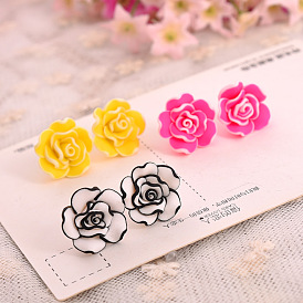 Boucles d'oreilles fleur rose multicouches - accessoires d'oreilles élégants et stylés