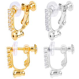 Фурнитура для сережек-клипс с микропаве из латуни и кубическим цирконием, с силиконовой клипсой на подушечках для серег
