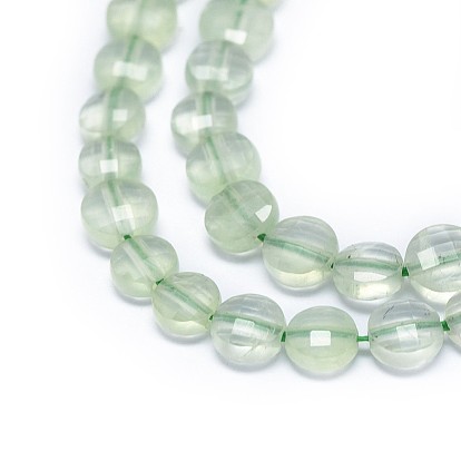Natural Prehnite Beads Strands, Grade AA, Faceted, Flat Round