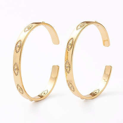 Латунь микро проложить кубического циркония манжеты браслеты, глаз, реальный 18 k позолоченный